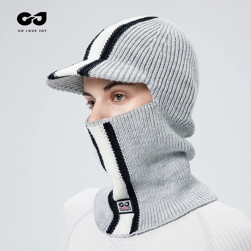 

Autumn and Winter Knitted Woolen Hat Outdoor Riding Windproof Warm Ear Protection Large Head Hat Motorcycle Warm Mask Supplies