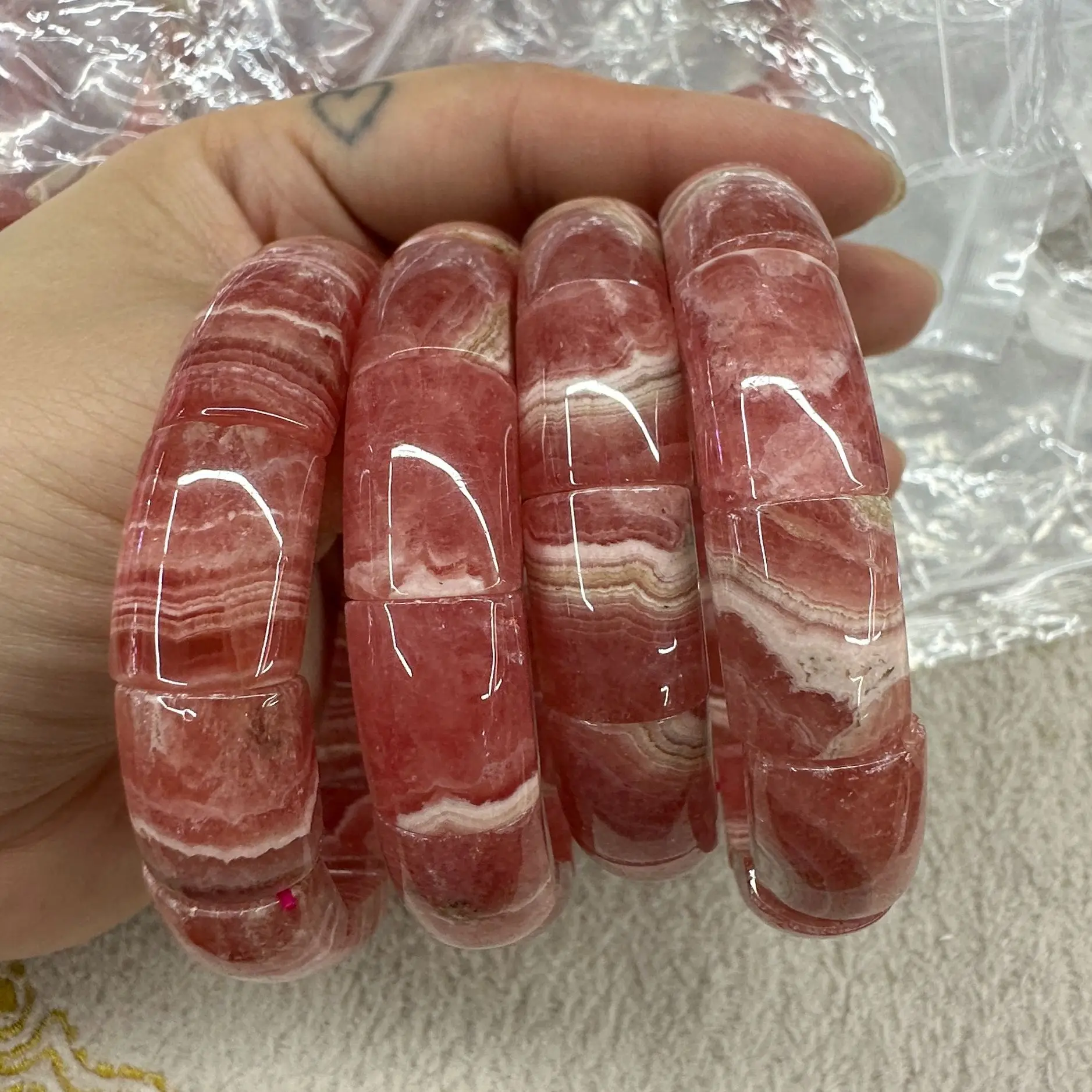 

AAAA Genuine Pink Argentina Natural Rhodochrosite Bracelet Gemstone Bangle For Jewelry Making Wholesale Of Gifts For women