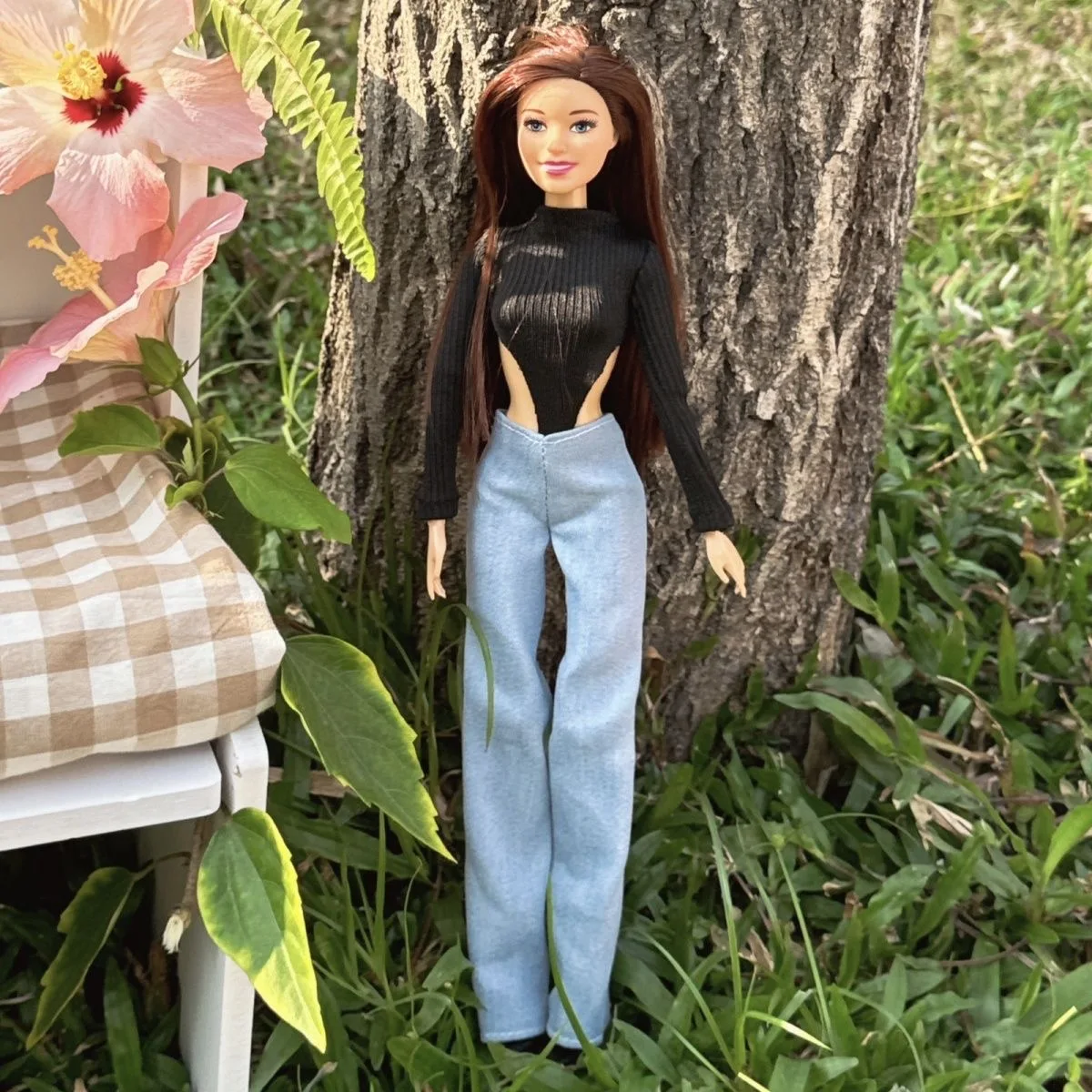 2025 جديد جميلة الأميرة بابي ألعاب الدمى موضة قمة سوداء + الجينز الملابس مجموعة 30 سنتيمتر 1/6 BJD دمية المفاصل المنقولة فستان اللعب
