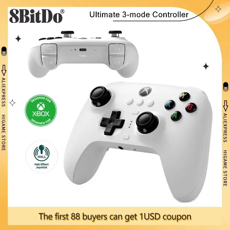 

8BitDo Ultimate 3-mode Gaming Controller Gamepad for Xbox with Hall Effect Joystick Charging Windows and AndroidDock Compatible