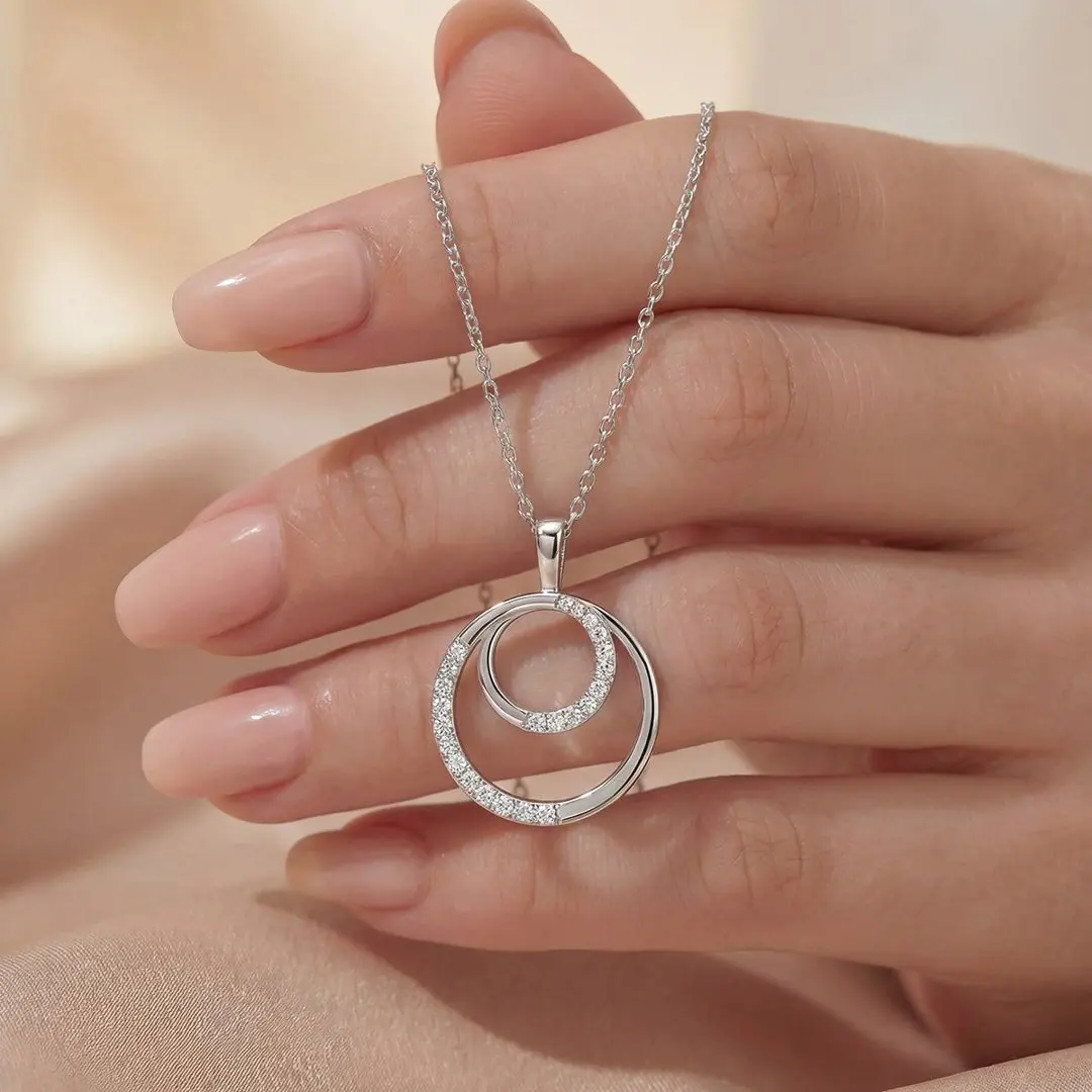 S925 Silver Plated 18K Platinum Moissanite Diamond Whirlpool Necklace 0.366ct