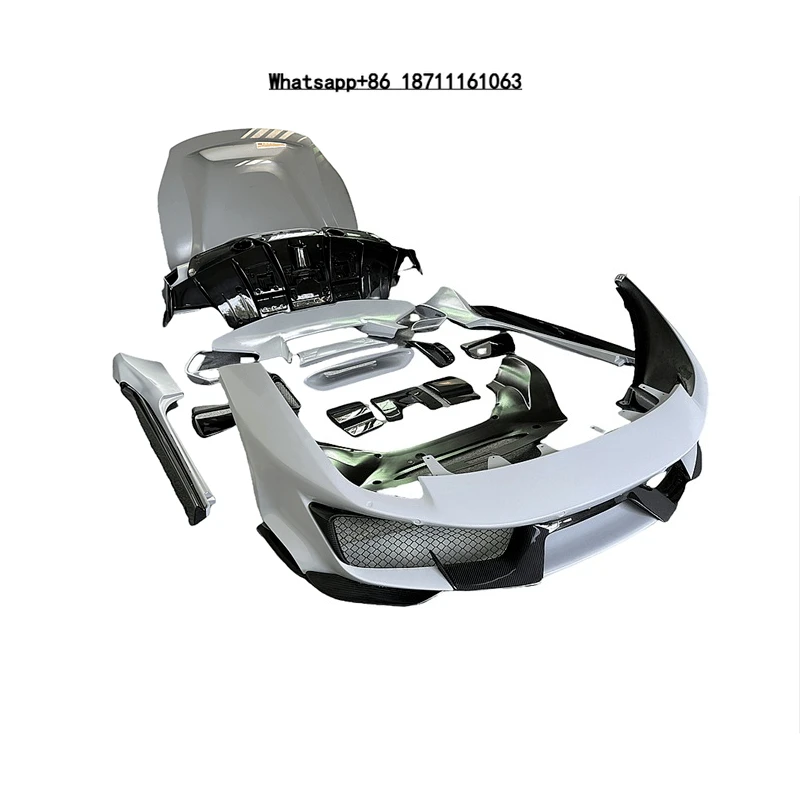 High Quality Body Kit for 488 Upgrade Pista Style Auto Part Front Bumper Side Skirts Rear Bumper Half Carbon Fiber