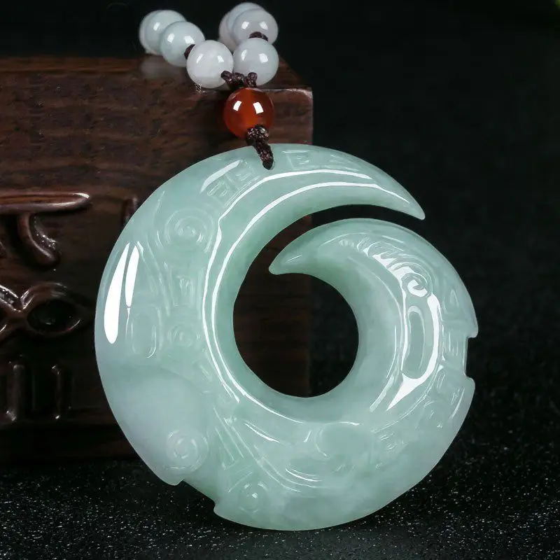 Natural Myanmar A-grade True Jade Pendant Necklace Men's And Women's Running Time Comes Jadeite A-grade Gemstone Jewelry 3