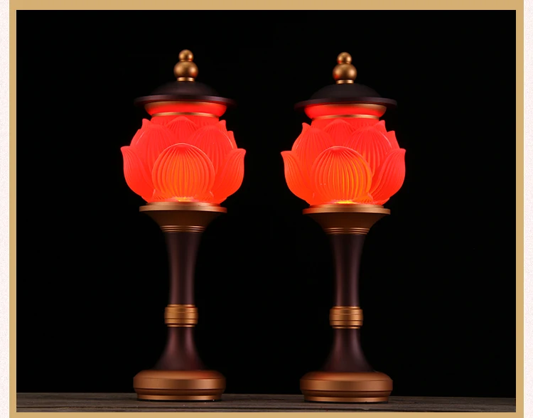 زوج 2 قطعة البوذية عالية الجودة معبد المنزل ضريح العبادة جلب الثروة المال حسن الحظ بوذا إله الثروة مصابيح LED #4