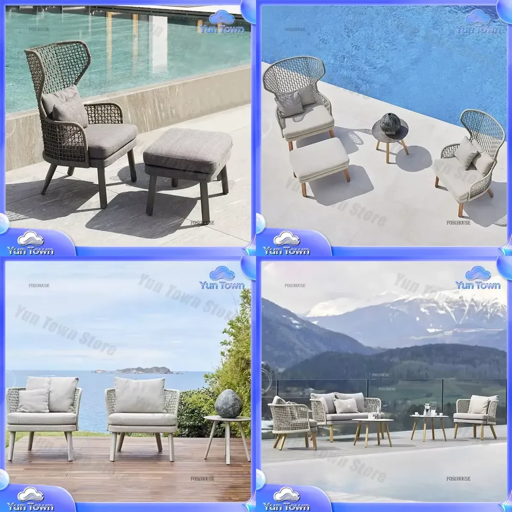 Nordic Rattan Lazy Outdoor Chair for Home Balcony Beach Camping Leisure Backrest Sofa Single Seater Garden Patio Furniture