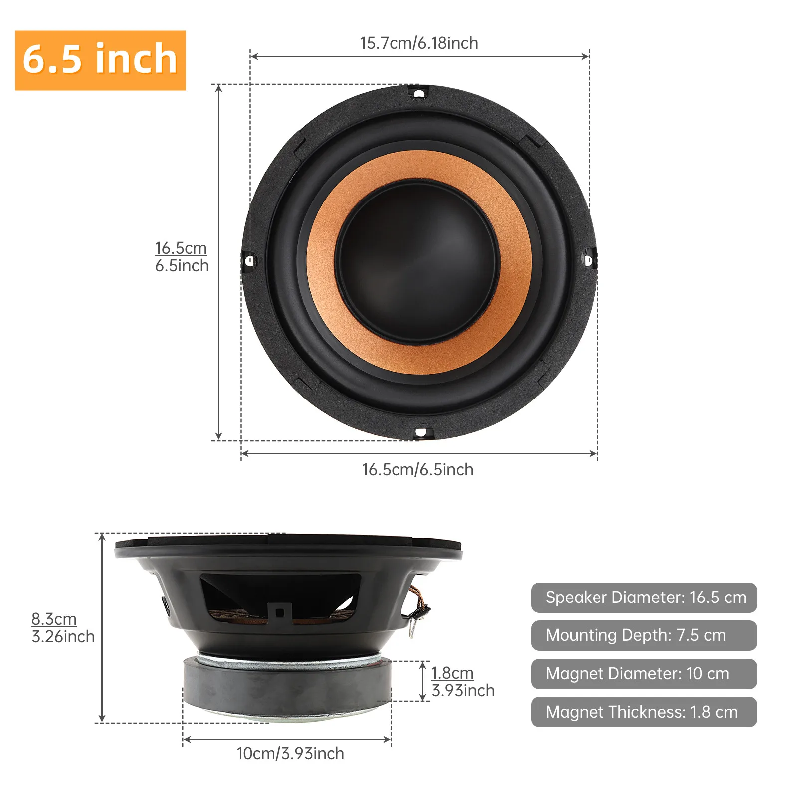 1 Piece 6.5/8/10 Inch Bass Loudspeaker Woofer Speaker 350W/600W/850W Car Audio Wide Frequency Response Car Audio Stereo Speaker