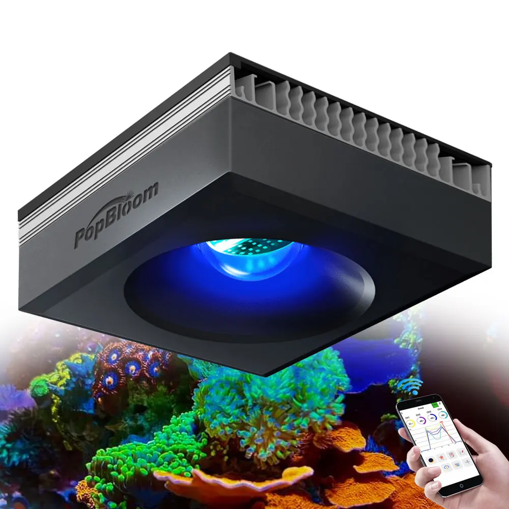 

PopBloom-RL90 WiFi Aquarium Reef Light Full Spectrum, Smart APP Marine Aquarium LED Lamp for 60CM Seawater Coral Reef Nano Tank