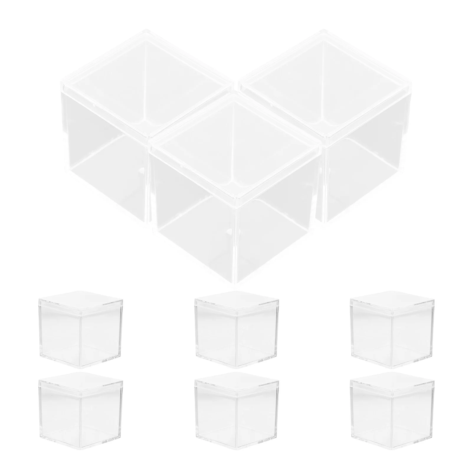 9 Pcs Small Transparent Box Cube Showcase Collectibles Chocolates Candy Square Container Clear Gift Boxes for Favors Storage