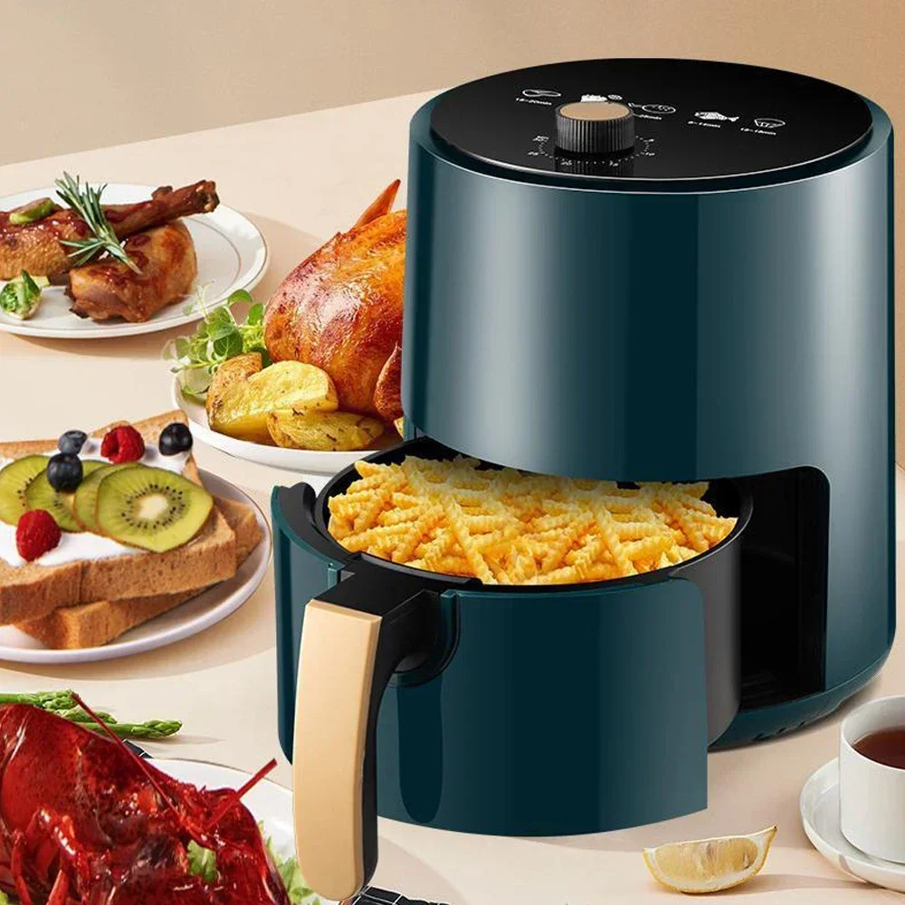 4L Smart Electric Air Fryers Large Capacity Automatic Household Multi 360°Baking LED Touchscreen Deep Fryer Without Oil new electric air fryers 6l large capacity smart automatic household multi function led touchscreen deep oil free fryer europlug