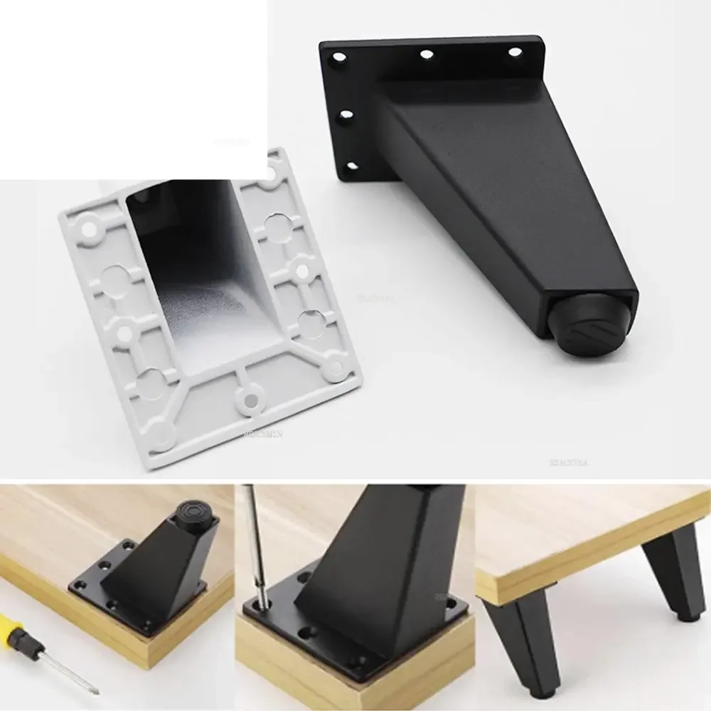 

4pcs Adjustable Legs for Furniture Metal Black Aluminum Alloy Sofa Bed TV Cabinets Feet Height 8/9/10cm Sloping Legs for Table