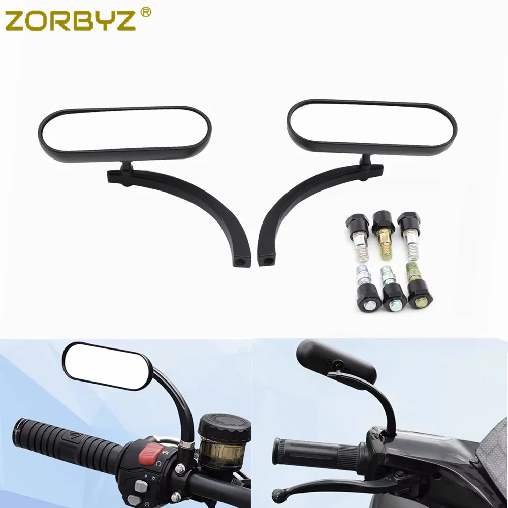 ZORBYZ 8mm & 10mm Mini Oval Rearview Side Mirror For Suzuki Intruder 750/800/1400/1500 Boulevard C50/C90 M90/M109R Motorcycle