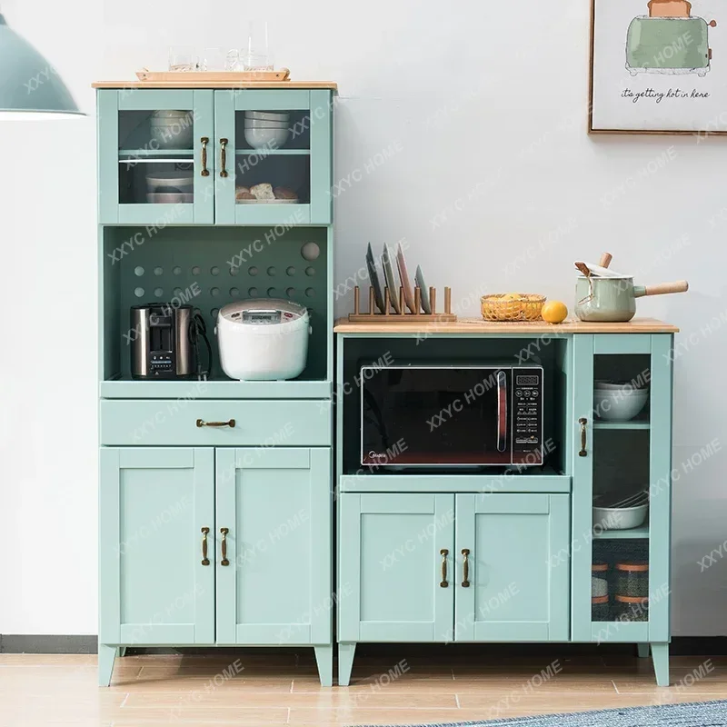 Y Solid wood dining side cabinet Modern simple microwave oven Kitchen cabinet Storage cupboard Household living room Tea cabinet
