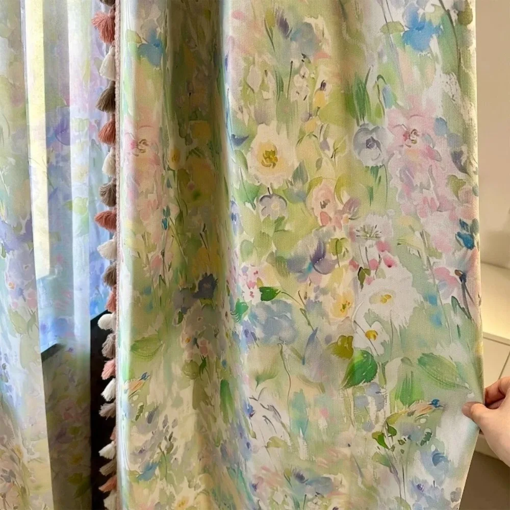 

Forest Pastoral Garden Green Blackout Sunscreen Curtains for Living Room Bedroom Balcony Custom Thermal Insulated Drapes