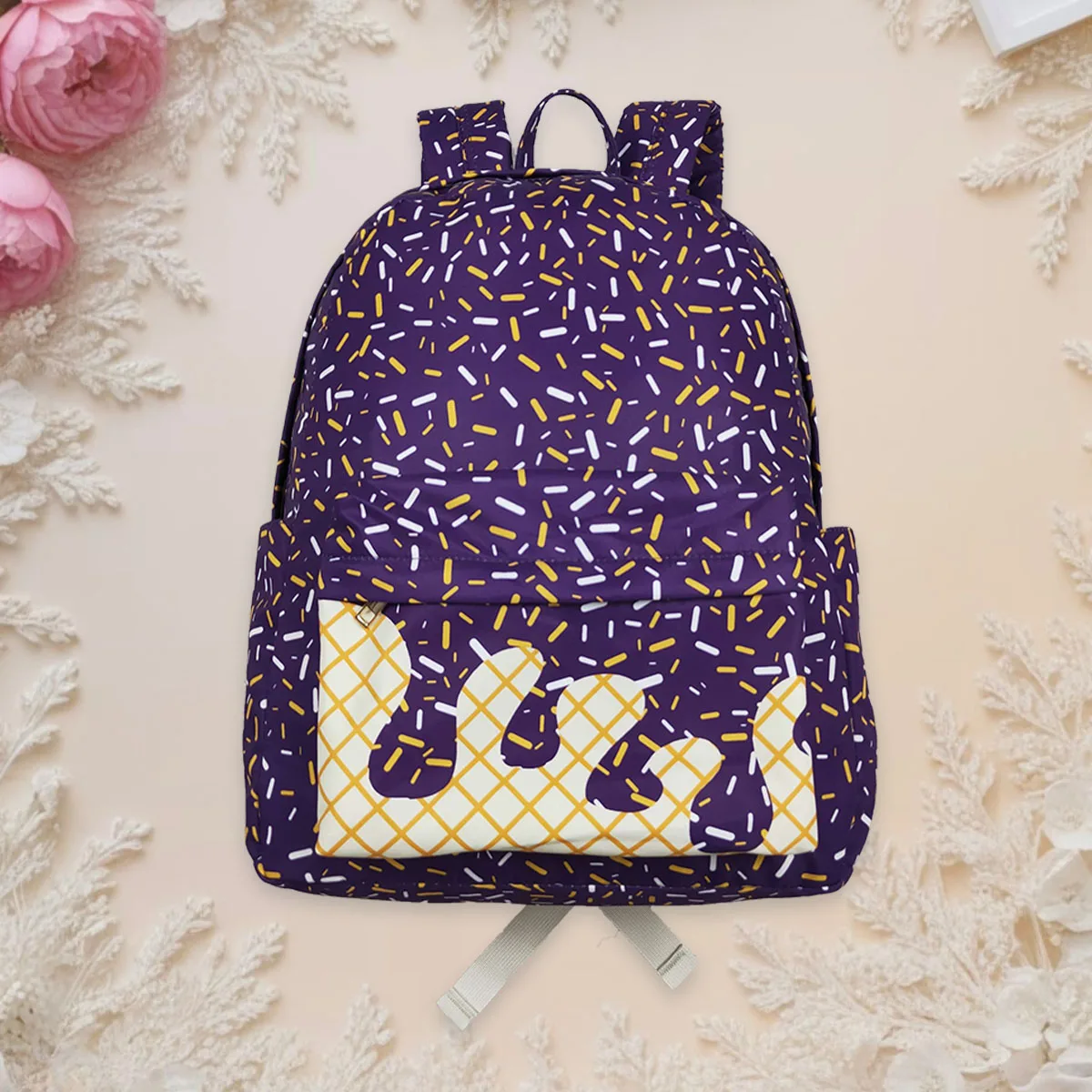 

Toddler Outdoor Purple Sprinkles Drip Portable Kids School Bag Children Baby Boy Canvas Backpack Boutique Daypack Wholesale