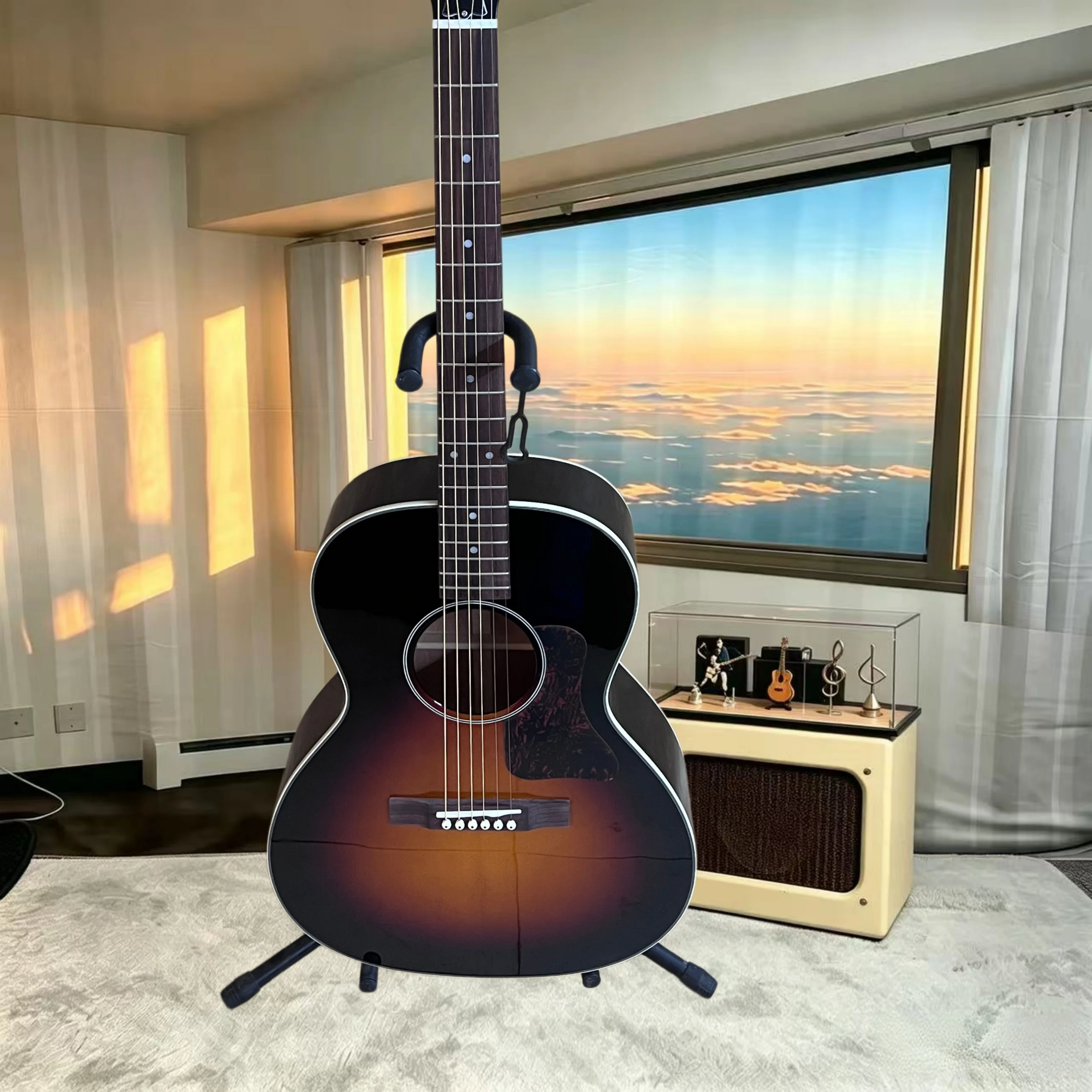 L00VS 000‑Style Sunburst Vintage Acoustic Folk Guitar, Spruce Top Mahogany Back‑Sides, Intermediate Fingerstyle & Sing‑Play