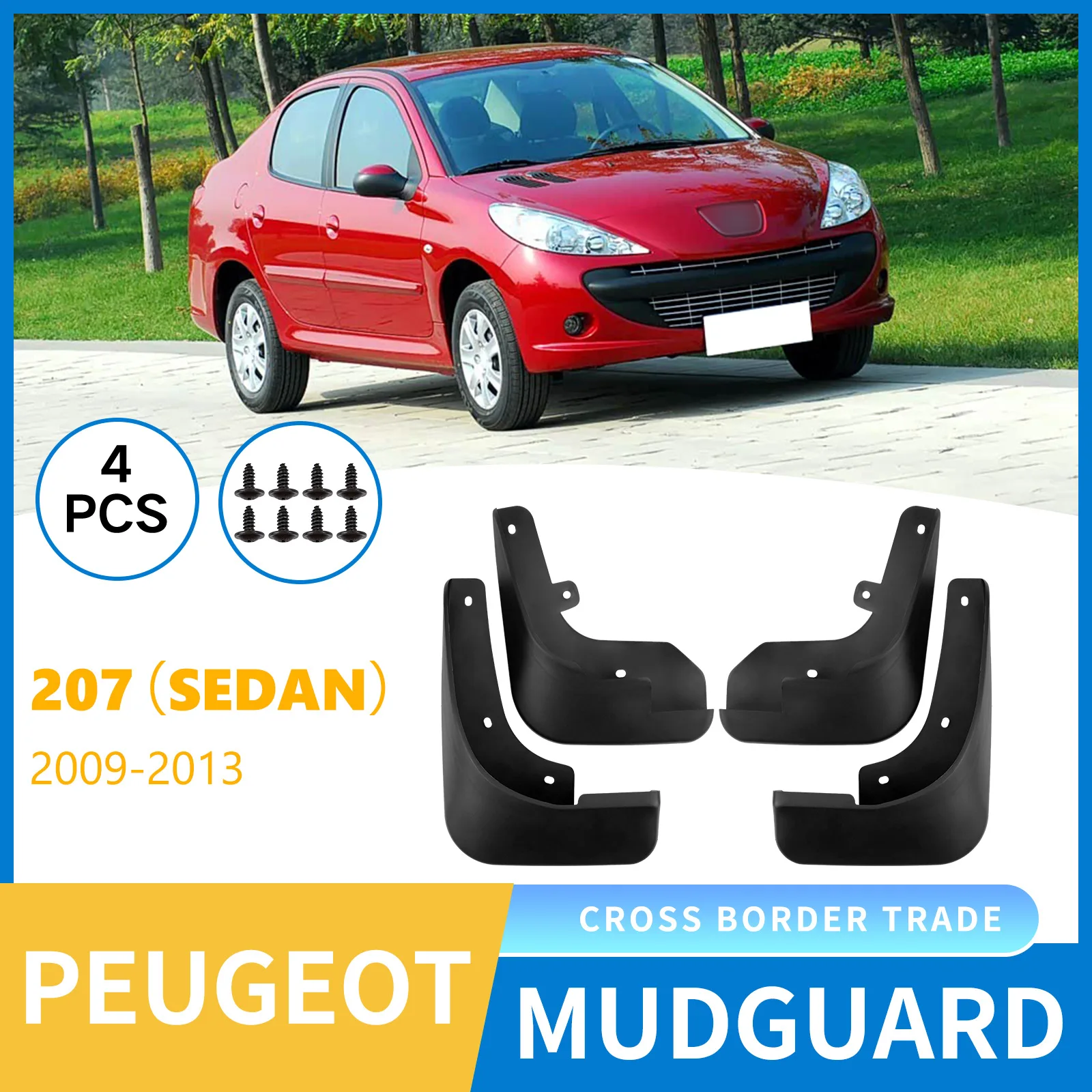 

Mudguard For Peugeot 207 2009-2013 car tire mudguard modification,Front Rear Flares Splash Guards Cover Car Accessorie