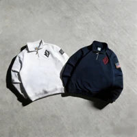 Chaqueta Y2K con cremallera de un cuarto de moda Jeffrey Epstein, camisas informales blancas con bordado para hombre, ropa informal suelta vintage americana, abrigo de gran tamaño