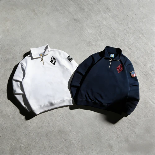 Chaqueta Y2K con cremallera de un cuarto de moda Jeffrey Epstein, camisas informales blancas con bordado para hombre, ropa informal suelta vintage americana, abrigo de gran tamaño