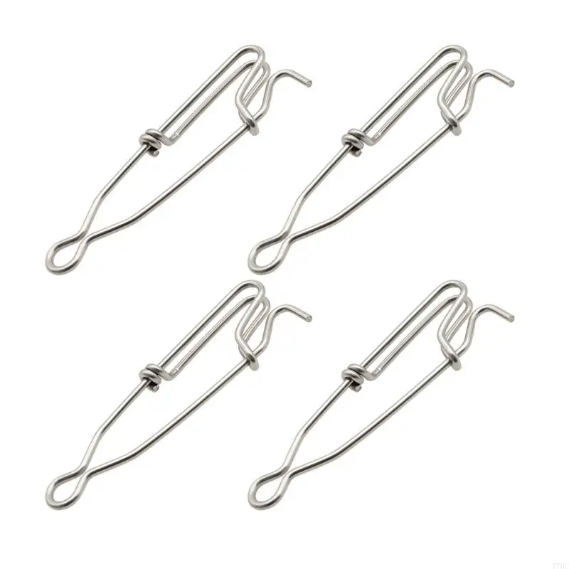 77HC 4Pcs Longline Fishing Clip Quickly Lock Lures Connector Hooked Pin