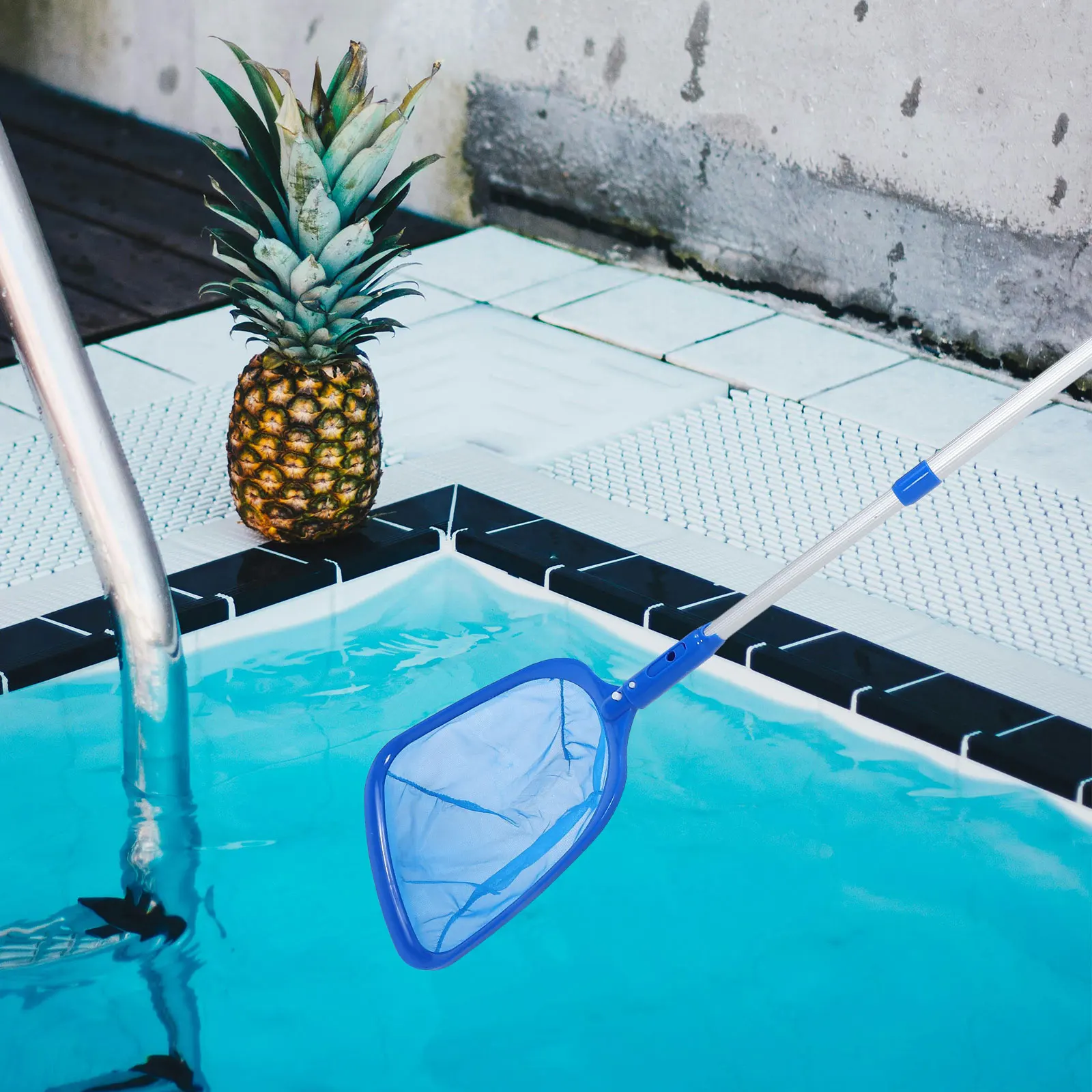 Swimming Pool Cleaning Set Leaf Rake Pole Vacuum Skimmer Net Maintenance Pool Brush Sponge Rubber Durable Lightweight Adjustable