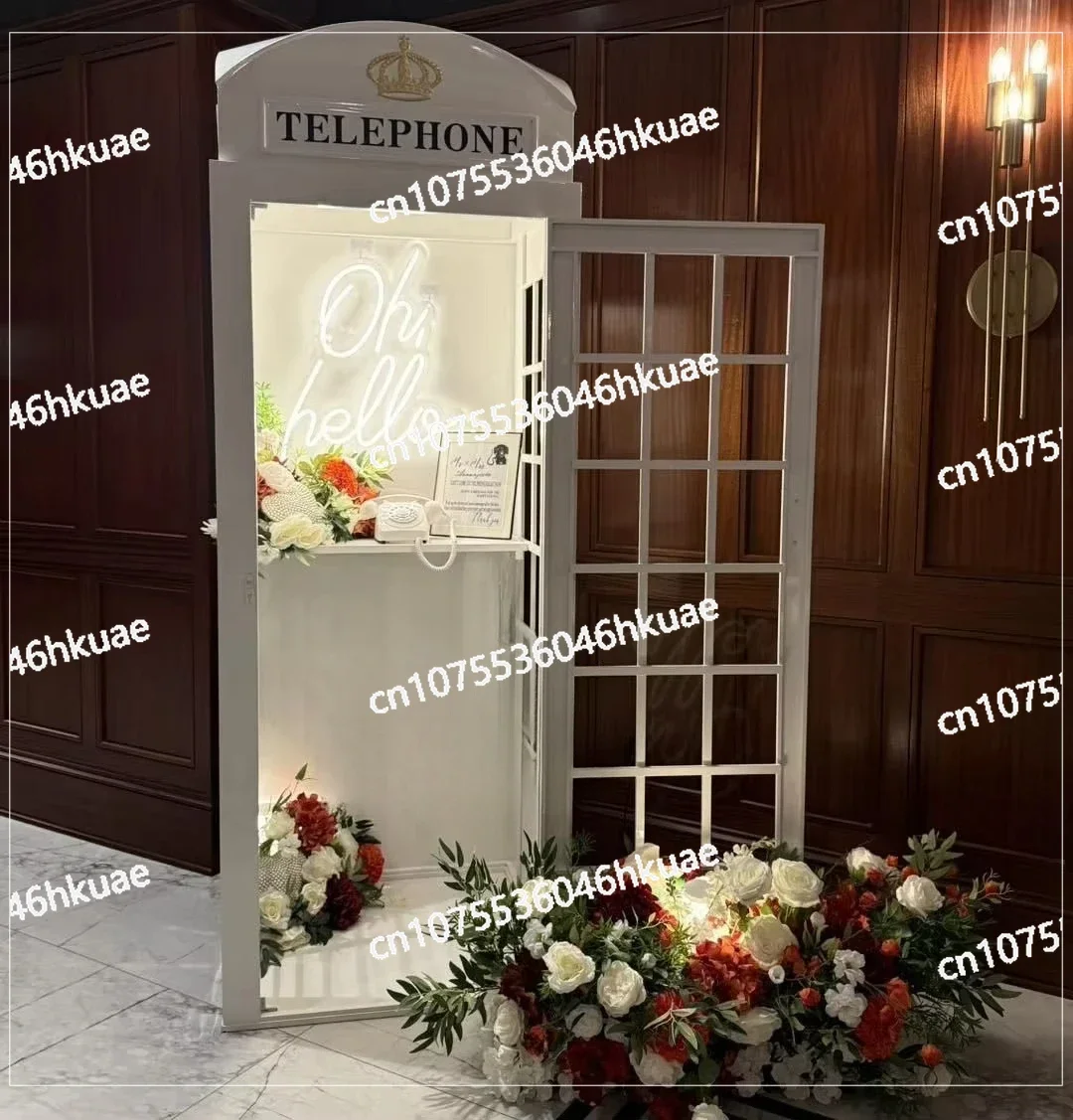 

Винтажная уличная британская белая металлическая антикварная телефонная будка для украшения свадьбы, мероприятий и вечеринок