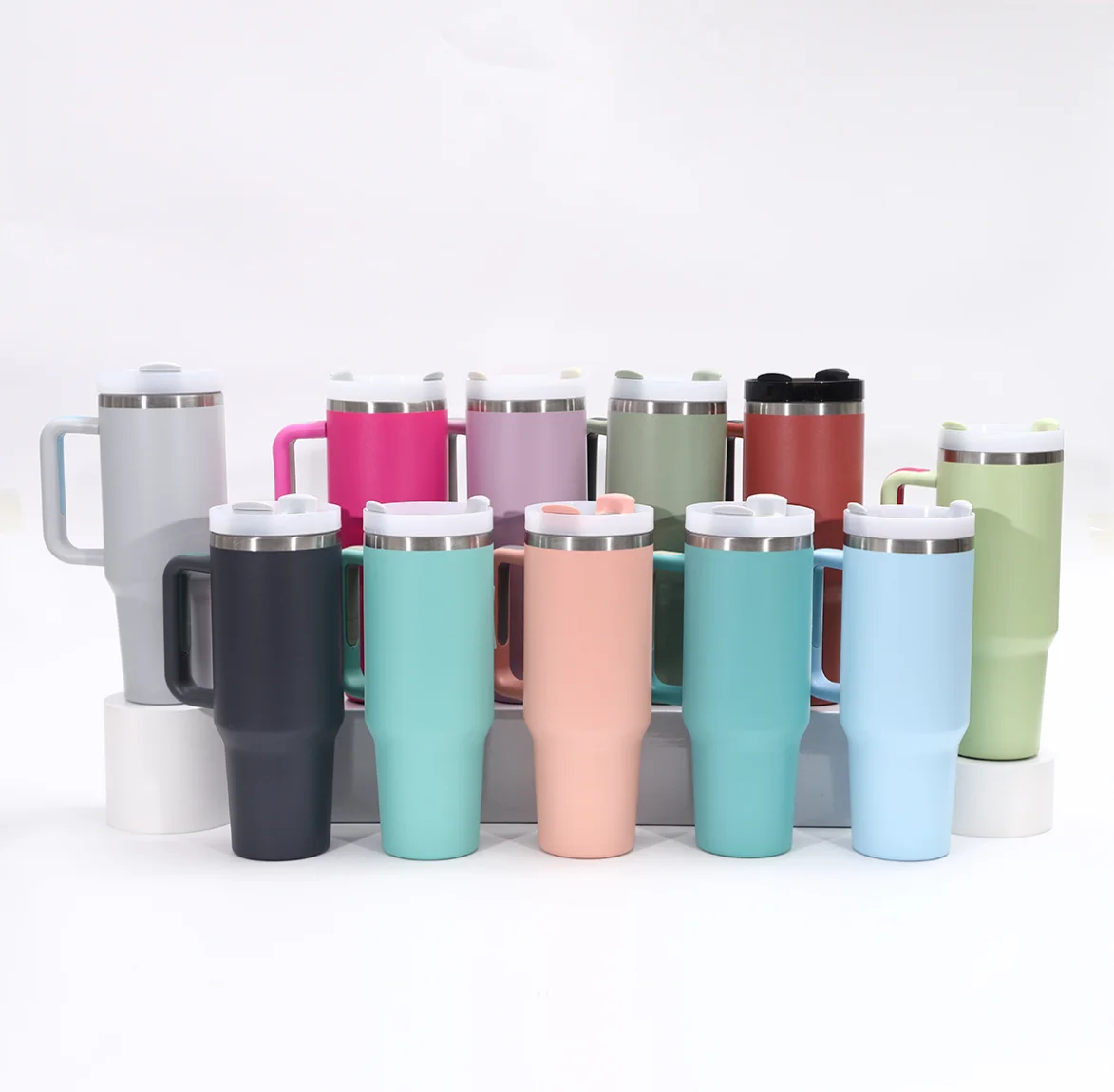 Kubek ze stali nierdzewnej o pojemności 40 uncji z uchwytem i słomką, izolowany próżniowo kubek samochodowy do kawy, lodów, zimnych napojów, kubek podróżny o dużej pojemności