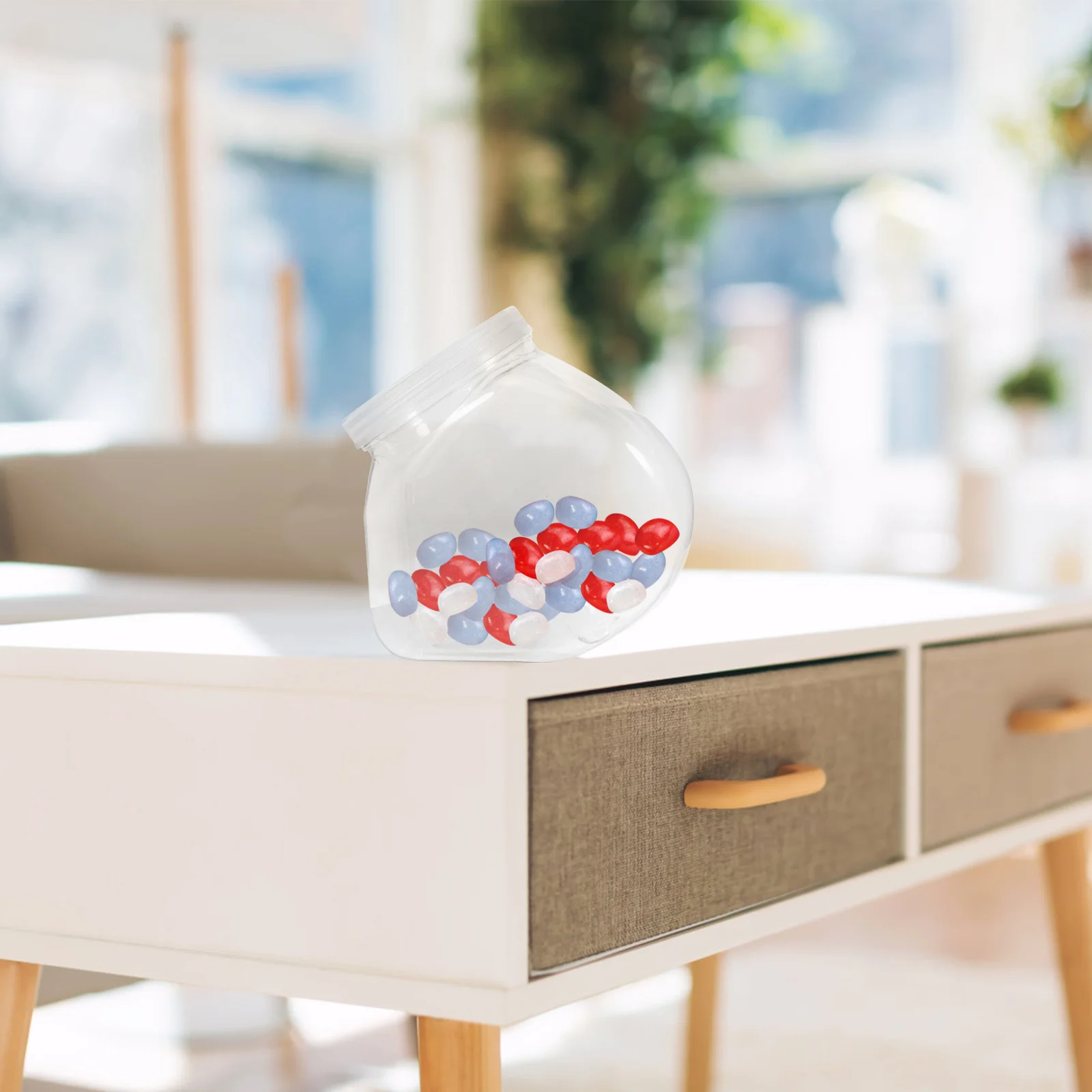 

2000Ml Plastic Candy Jar Slanted Food Storage Canister For Cookies Jelly Beans Snacks Dry Goods Wide Mouth Airtight