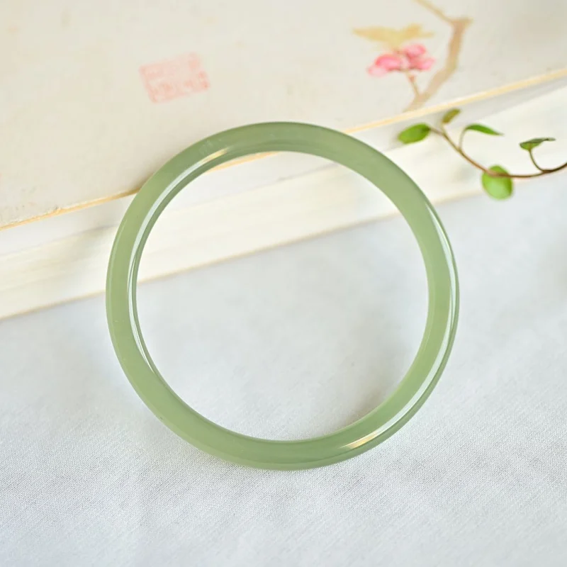 

Натуральный нефритовый браслет для женщин из Хэтяня, белый и озерно-зеленый