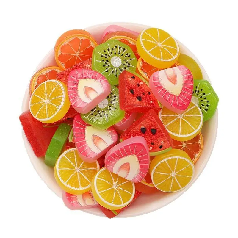 10 Stück Kunstharz-Mischfrüchte-Set: Erdbeere, Zitrone, Wassermelone, DIY-Scrapbook, Hochzeitsdekoration, Schmuckzubehör, Premium-Qualität, langlebig – Detail 5