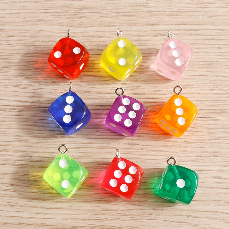 Tusember 10 Stück süße Bonbonfarben Würfel Charms für Schmuckherstellung Tropfen Ohrringe Halsketten DIY Anhänger handgefertigte Accessoires – Detail 12