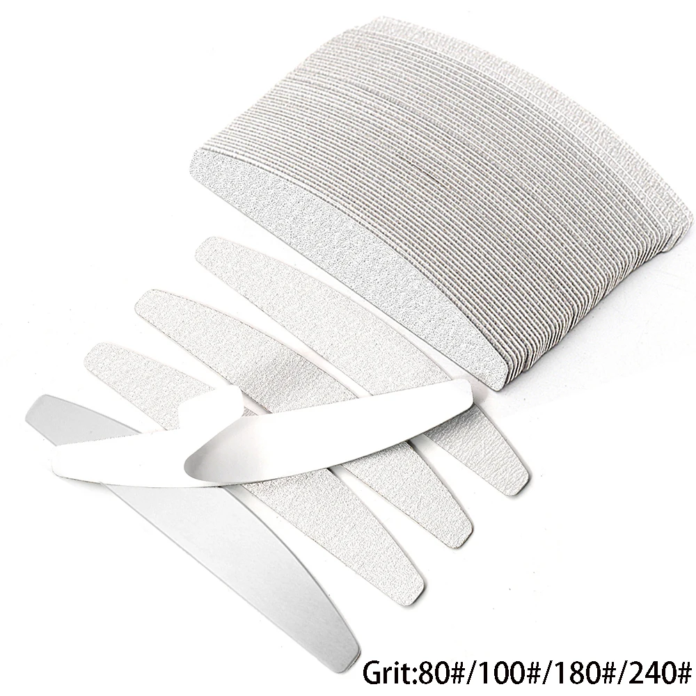 

50pcs Sandpaper and Steel Filer for Nail Manicure Pedicure Double-sided Set Tearable Durable Accessoires Gel Polish Equipment