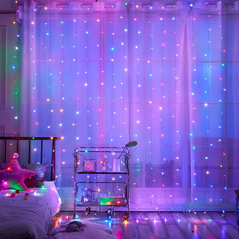 LED USB Curtain Light Garland Birthday Decoration 3M 4M 6M 8 Mode Fairy String Light Holiday Light Wedding Party Christmas Decor