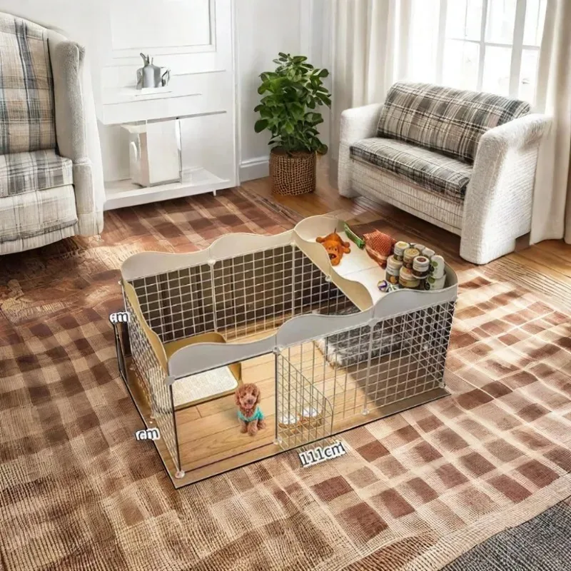 Wholesale Luxury Dog Cage House Detachable Iron Metal with Plaid Pattern Comfortable Enclosure with Button Closure for Pets