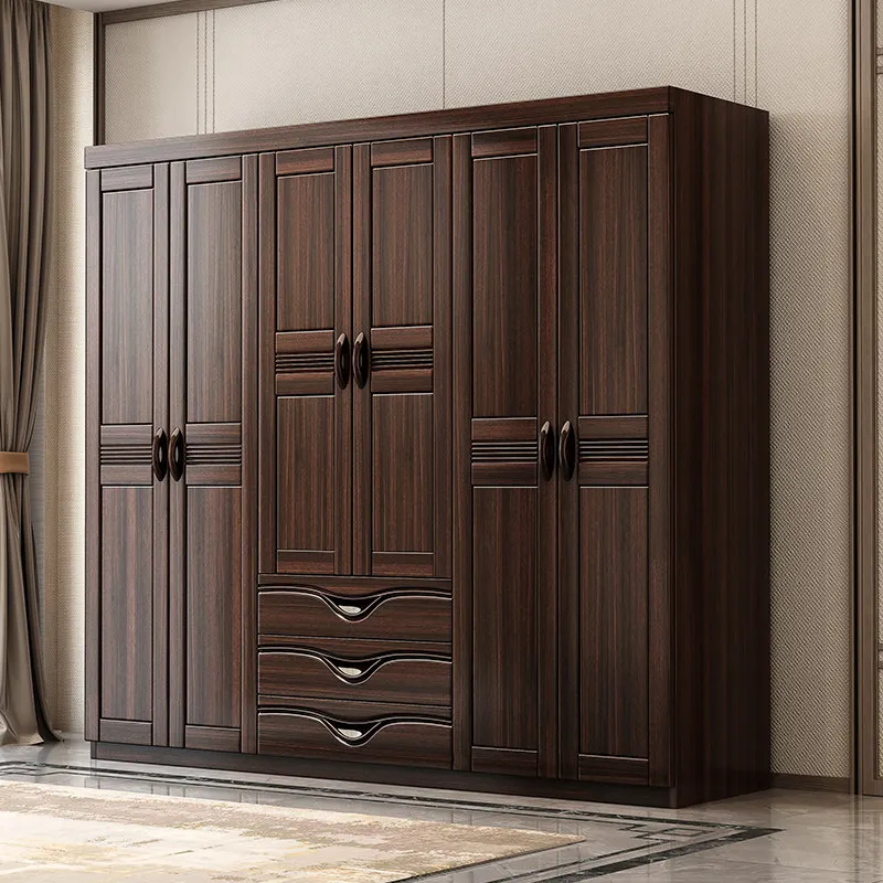 New chinoiserie solid wood wardrobefor home bedroom small apartment simple assembly storage cabinet wardrobe furniture