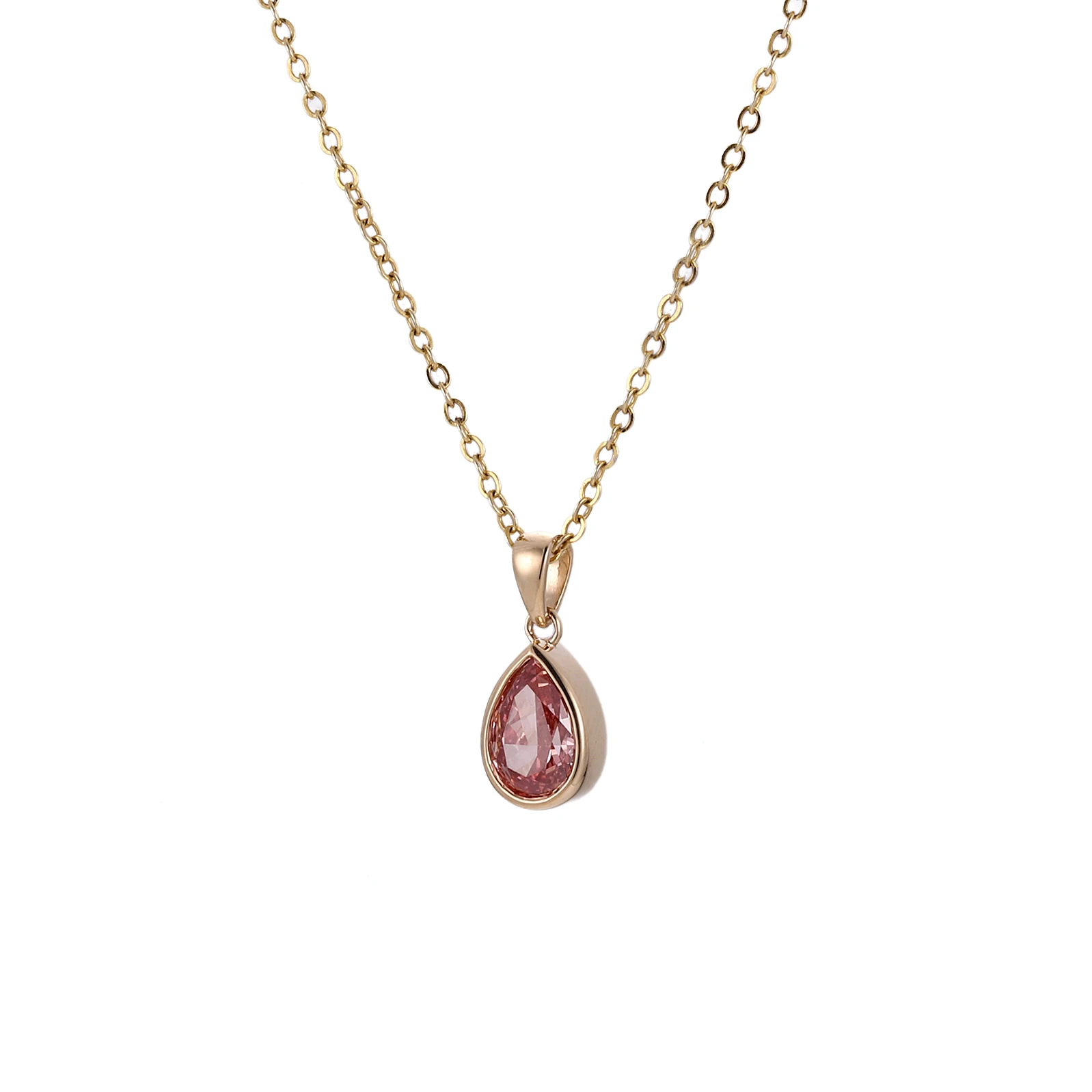 Provence 10K/14K/18K Lab Grown Sapphire Pear Cut Pendant 1 CT Solitaire Padparadscha Orange Women's Drop Pendants Custom Jewelry