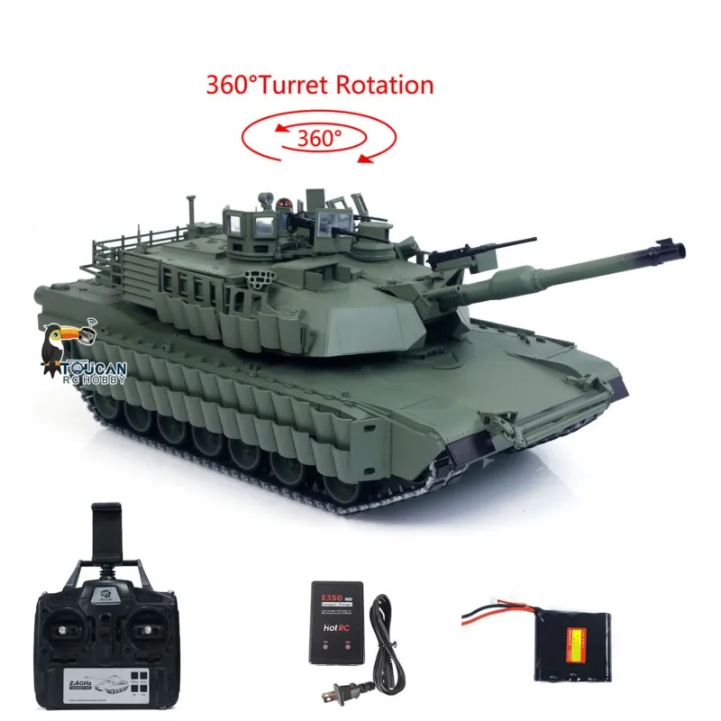3918 Abrams M1A2 TOUCAN TUSK II 1/16 tanque de Control remoto de Metal IR caja de cambios de doble flujo torreta 360 rotación barril retroceso elevación