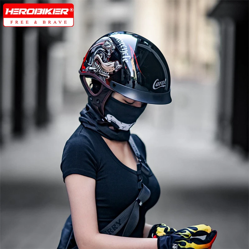 レトロオートバイヘルメット女性ヴィンテージストリートバイクヘルメット-dot-認証-capacete-デモト安全キャップオートバイ用品