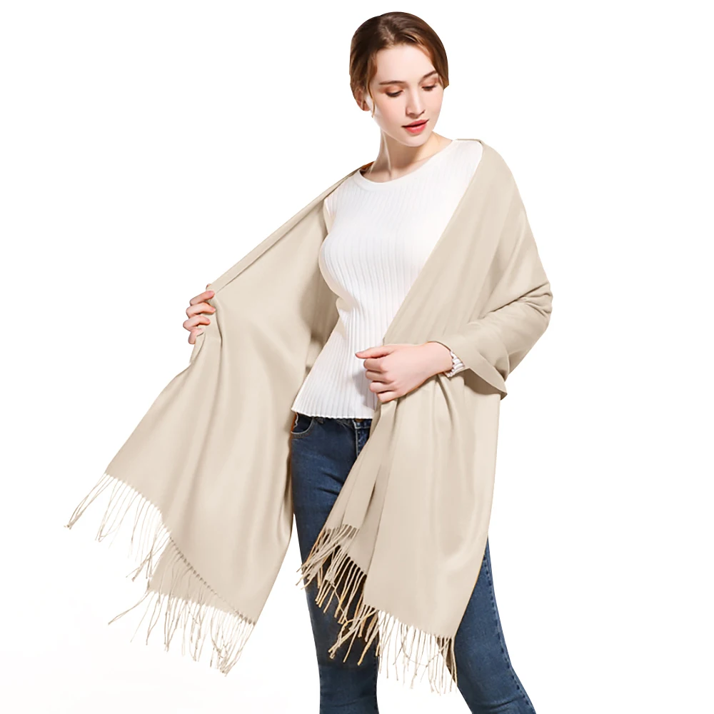 

Oh! Winter Shawls and Wraps Female Scarf Women Luxury Pashmina Tassel Large Soft Wrap Foulard Cashmere Solid Color Hijab