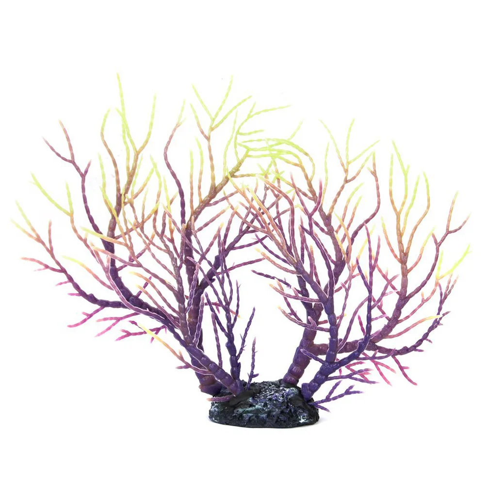 

Artificial Coral Fish Tank Decoration Purple Yellow Soft Resin Base Flexible Coral Ornament for Aquarium Fresh Salt Water