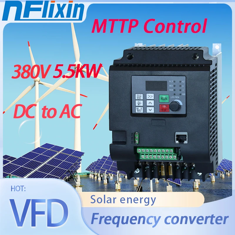 5.5KW 7.5HP VFD 220V/380V Solar Inverter Freqency Converter Variable Frequency Inverter Drive Inverter VFD Motor Speed Contro