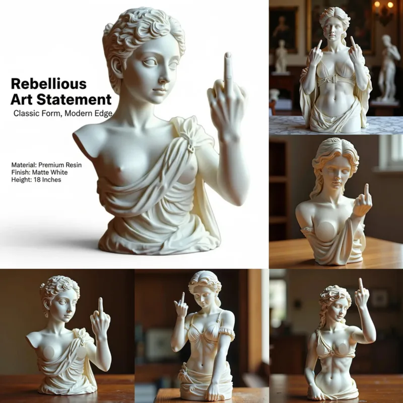 

3D Goddess Vienna Statue Resin Middle Finger Sculpture Creative Goddess Funny Art Figurine Office Desk Home Decor New Arrival