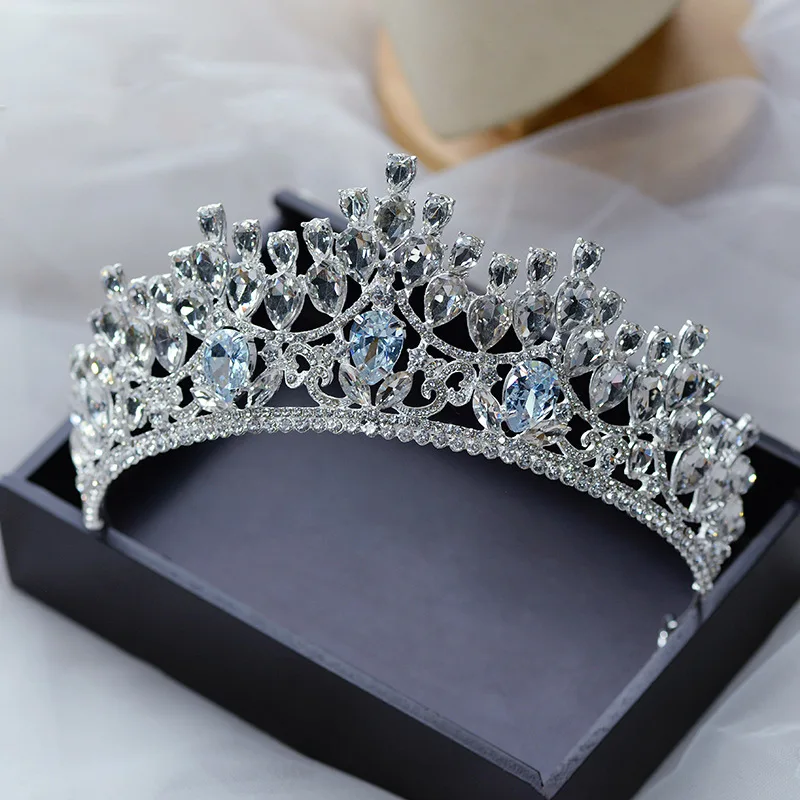 

KMVEXO Luxury Cubic Zirconia Crystal Crowns Tiaras Baroque Crown Tiara For Women Bride Pageant Prom Diadem Wedding Hair Jewelry
