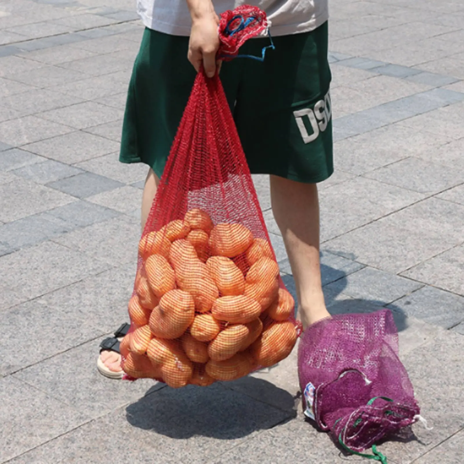 

Сетчатая сумка для продуктов: дышащая, прочная, износостойкая, на завязках, многофункциональная, для рынка