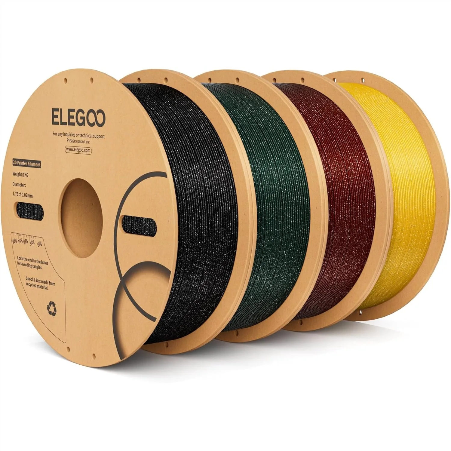 

Sparkle PLA Filament 1.75mm Bundle 4KG, Glitter Twinkling 3D Printer Filament with Dimensional Accuracy +/- 0.02mm, 4 Spools 1kg