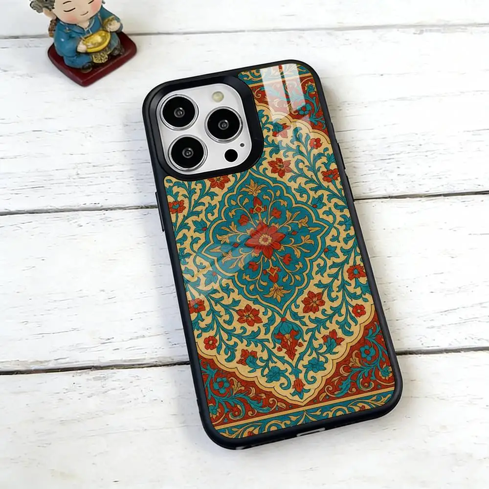 Persian Carpet Floral Pattern Phone Case For iPhone17,16,15,14,13,12,11 Plus,Pro Magnetic For Magsafe Wireless Charging