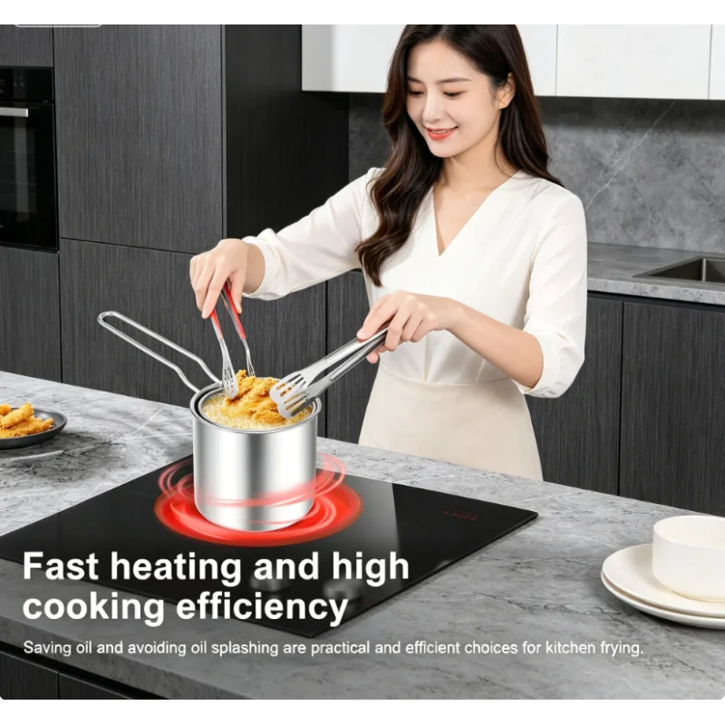 

Stainless Steel Deep Fryer Pot With Basket Multifunctional Kitchen Fryer For Chicken Fries Household Cooking Tool