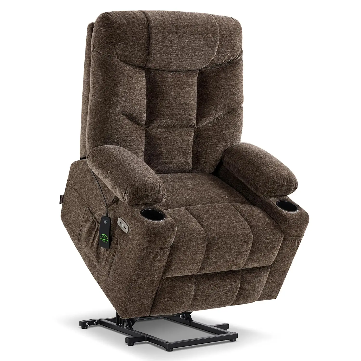 #Power Lift Recliner Extended Footrest Elderly Fabric Large Brown, Customized