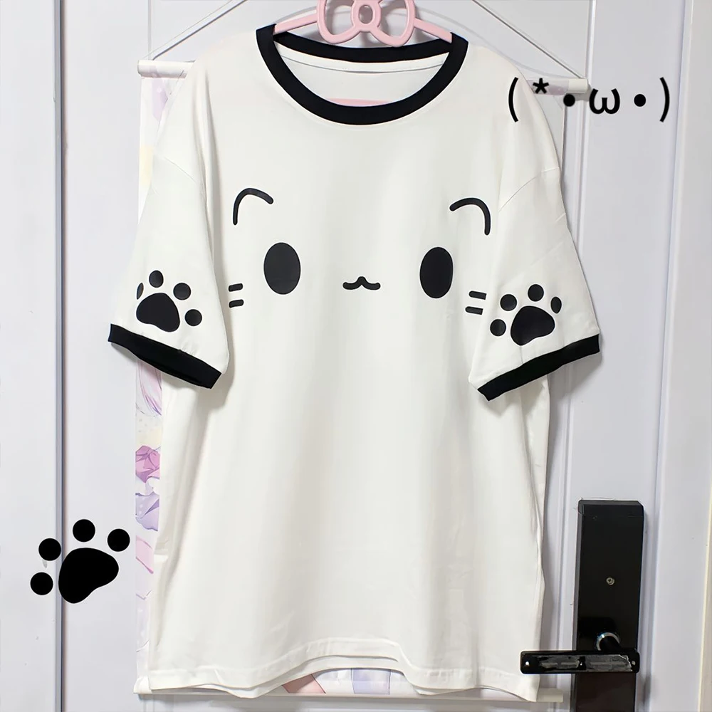 2026 New Oversized T-Shirt Women's Clothing Fashion White T-Shirt Cartoon Printed Short Sleeved O-Neck T-Shirt Cute Y2K Top2026 view 6