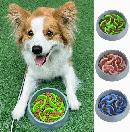 

Portable eco-friendly silicone pet bowl anti-choking and anti-tipping multi-functional slow food bowl suitable for dogs and cats