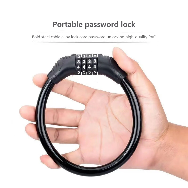 4 Digital Code Bicycle Cable Lock Anti-theft Alloy Steel Road Bike Cable Code Combination Password Lock Security Padlock